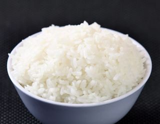 White Rice and Stew with Beef and Peppered Ponmo 
