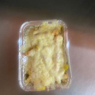 Plato de pollo gratinado con patata de lux sin verdura 