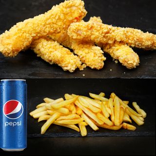 5 pilećih štapića + pomfrit + Pepsi 0.33l