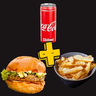 Meniu Hamburger  de pui cu cartofi prajiti si Coca Cola 330 ml