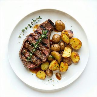 Maiale con patate alla piastra