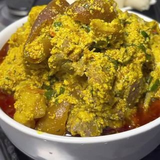 Egusi mixed with cowleg