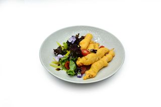 Креветки Темпура в соусе карри