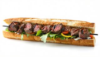 Bocadillo De Pinchitos De Carne A La Brasa