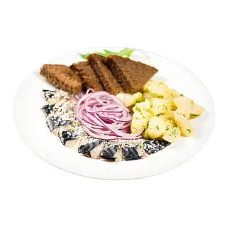 Скумбрія з картоплею та маринованою цибулею (345г.)