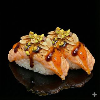 Nigiri Sake flambé spicy