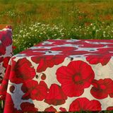 სუფრა - ყაყაჩო თეთრი 140x140სმ პოლიესტერი