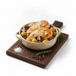 Pollo al burro con funghi e patate