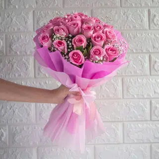 Bouquet 15 roses fuschia