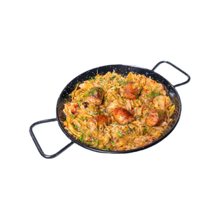 Varză călită cu cârnați de casă afumați  450g