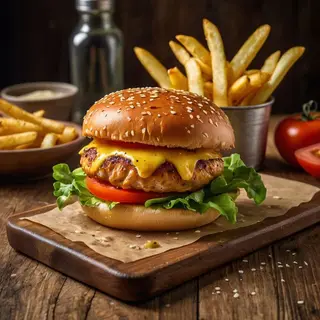 Chicken Burger & Free Fries!!