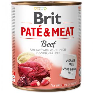 Hrana umeda pentru caini, Brit Pate and Meat, vita, set 6 x 800gr