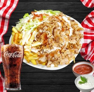 Menú Plato Arroz Con Carne + Patata Asada Y 2 Refrescos