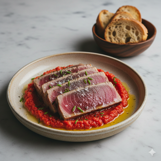 Atún Rojo Ahumado Sobre Tomate Natural