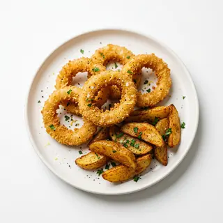 Aros De Calamar Fritos Con Patatas Deluxe