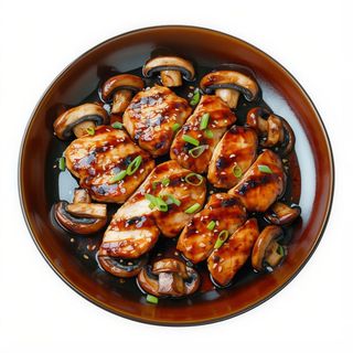 739 Pollo de caserío teriyaki con setas eryngii