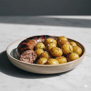 Salsiccia equina arrosto con patate novelle