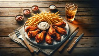 Meniu mare aripi cu cartofi și sos