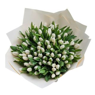 Bukiet z 100 Białych Tulipanów z Dekoracją 