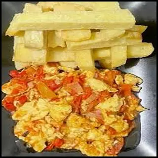 Fried Yam & Egg Sauce