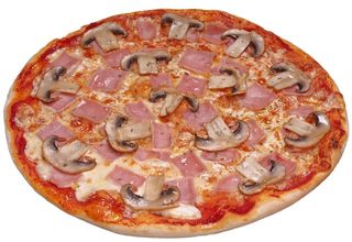 Пицца с ветчиной и грибами