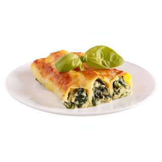 CANELONESDE RICOTA Y ESPINACA CON BECHAMEL DE POLLO ASADO
