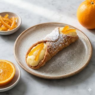 Cannolo di crema con scorza d'arancia
