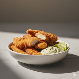 Chicken strips con maionese al lime e pepe nero