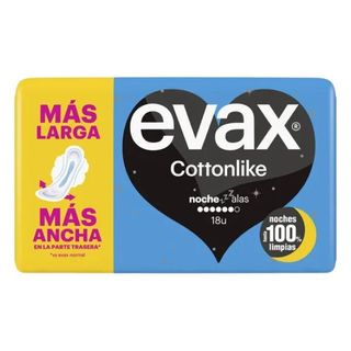Compresas Cottonlike Noche Con Alas Evax 18 Ud.