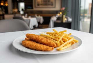 Baghete de pui cu cartofi prăjiți