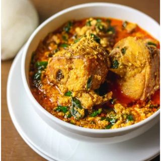 Egusi CowLeg: Egusi + CowLeg + Pounded Yam 