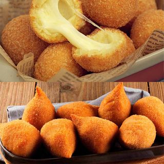 30 coxinhas + 15 bolinhas de queijo 