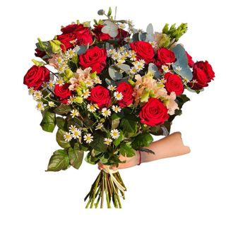 Bukiet z Różami i Rumiankiem 