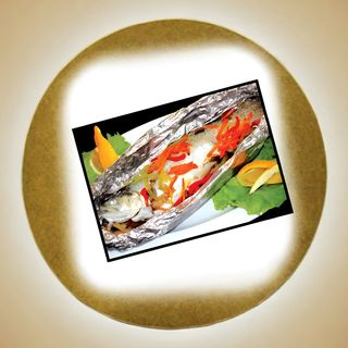 კალმახი ბოსტნეულით "მუნდირში"