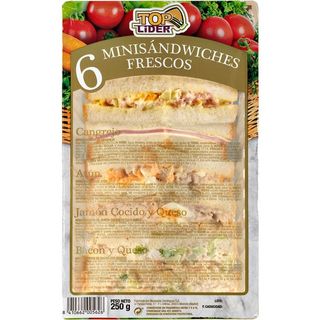 Top Lider Minisandwiches Frescos 6 Unds Blister 250 G