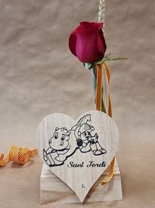 Cor Inclinat De Fusta Amb Rosa