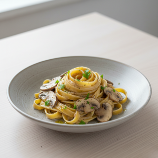 Tagliatelle cu sos de ciuperci hribe si  vin alb