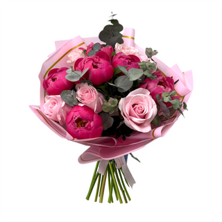 Buchet Bujori si trandafiri roz