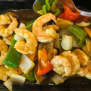 Gambas con salsa curry