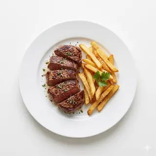 Ración De Carne Con Patatas Fritas