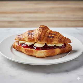 Croissant A La Plancha Con Mantequilla Y Mermelada