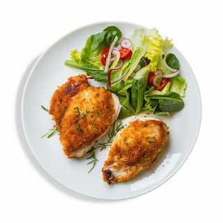 Pollo Arrosto Panato, contorno di insalata verde