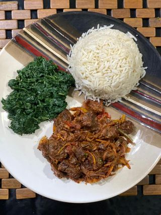 Beef Wet Fry With Rice