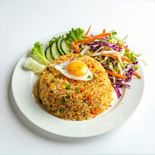 Ryż smażony z jajkiem i surówką