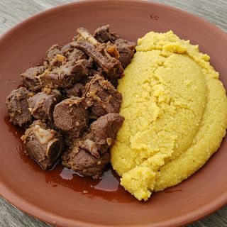 pan fried Goat'S Meat & Posho