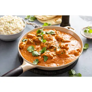 Butter Chicken + rice + naan + soda
