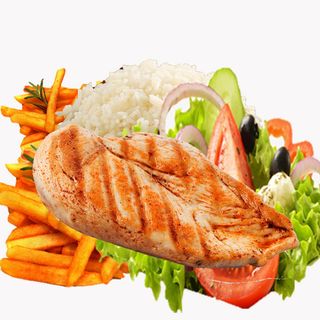 Peito Frango+batata+SALADA+ARROZ