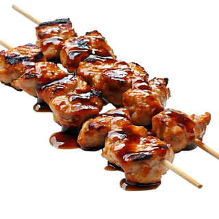 Brocheta de pollo con salsa teriyaki