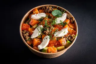 Salmon truffle poke
