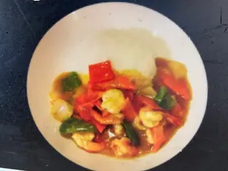 Langostinos En Salsa Curry Con Arroz